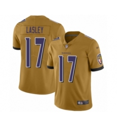 Women's Baltimore Ravens #17 Jordan Lasley Limited Gold Inverted Legend Football Jersey