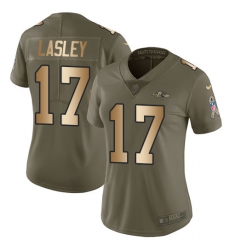 Women's Nike Baltimore Ravens #17 Jordan Lasley Limited Olive Gold Salute to Service NFL Jersey