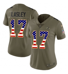 Women's Nike Baltimore Ravens #17 Jordan Lasley Limited Olive USA Flag Salute to Service NFL Jersey