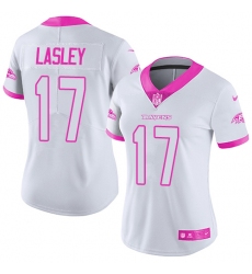 Women's Nike Baltimore Ravens #17 Jordan Lasley Limited White Pink Rush Fashion NFL Jersey