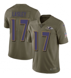 Youth Nike Baltimore Ravens #17 Jordan Lasley Limited Olive 2017 Salute to Service NFL Jersey