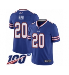 Men's Buffalo Bills #20 Rafael Bush Royal Blue Team Color Vapor Untouchable Limited Player 100th Season Football Jersey