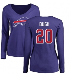 NFL Women's Nike Buffalo Bills #20 Rafael Bush Royal Blue Name & Number Logo Long Sleeve T-Shirt
