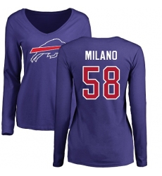 NFL Women's Nike Buffalo Bills #58 Matt Milano Royal Blue Name & Number Logo Long Sleeve T-Shirt