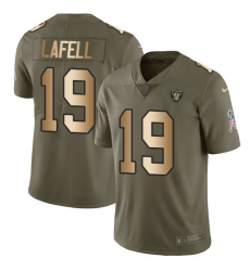 Men's Nike Oakland Raiders #19 Brandon LaFell Limited Olive Gold 2017 Salute to Service NFL Jersey