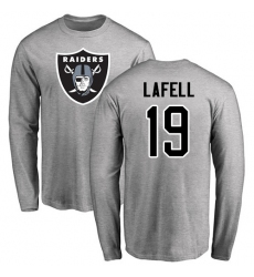 NFL Nike Oakland Raiders #19 Brandon LaFell Ash Name & Number Logo Long Sleeve T-Shirt