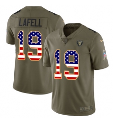 Youth Nike Oakland Raiders #19 Brandon LaFell Limited Olive USA Flag 2017 Salute to Service NFL Jersey