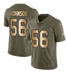 Youth Nike Oakland Raiders #56 Derrick Johnson Limited Olive Gold 2017 Salute to Service NFL Jersey