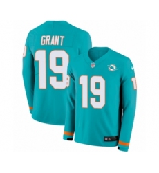 Youth Nike Miami Dolphins #19 Jakeem Grant Limited Aqua Therma Long Sleeve NFL Jersey
