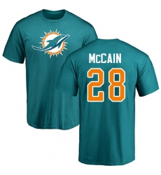 NFL Nike Miami Dolphins #28 Bobby McCain Aqua Green Name & Number Logo T-Shirt