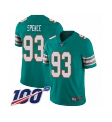 Men's Miami Dolphins #93 Akeem Spence Aqua Green Alternate Vapor Untouchable Limited Player 100th Season Football Jersey