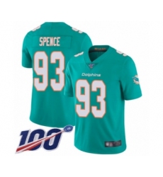 Men's Miami Dolphins #93 Akeem Spence Aqua Green Team Color Vapor Untouchable Limited Player 100th Season Football Jersey
