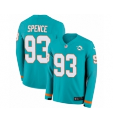 Men's Nike Miami Dolphins #93 Akeem Spence Limited Aqua Therma Long Sleeve NFL Jersey