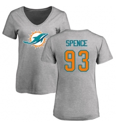 NFL Women's Nike Miami Dolphins #93 Akeem Spence Ash Name & Number Logo T-Shirt