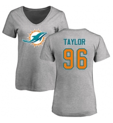 NFL Women's Nike Miami Dolphins #96 Vincent Taylor Ash Name & Number Logo T-Shirt