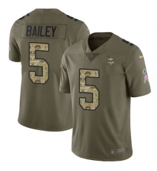 Youth Nike Minnesota Vikings #5 Dan Bailey Limited Olive Camo 2017 Salute to Service NFL Jersey