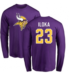 NFL Nike Minnesota Vikings #23 George Iloka Purple Name & Number Logo Long Sleeve T-Shirt