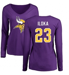 NFL Women's Nike Minnesota Vikings #23 George Iloka Purple Name & Number Logo Slim Fit Long Sleeve T-Shirt