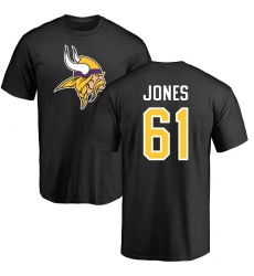 NFL Nike Minnesota Vikings #61 Brett Jones Black Name & Number Logo T-Shirt