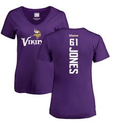 NFL Women's Nike Minnesota Vikings #61 Brett Jones Purple Backer Slim Fit T-Shirt