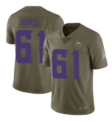 Youth Nike Minnesota Vikings #61 Brett Jones Limited Olive 2017 Salute to Service NFL Jersey