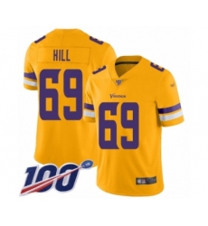 Men's Minnesota Vikings #69 Rashod Hill Limited Gold Inverted Legend 100th Season Football Jersey