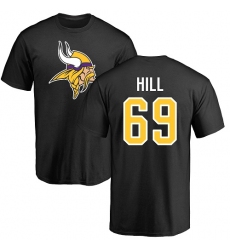 NFL Nike Minnesota Vikings #69 Rashod Hill Black Name & Number Logo T-Shirt