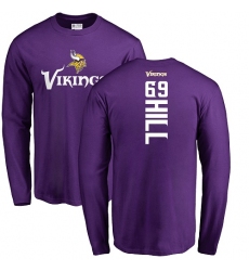 NFL Nike Minnesota Vikings #69 Rashod Hill Purple Backer Long Sleeve T-Shirt