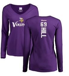 NFL Women's Nike Minnesota Vikings #69 Rashod Hill Purple Backer Slim Fit Long Sleeve T-Shirt