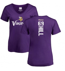NFL Women's Nike Minnesota Vikings #69 Rashod Hill Purple Backer Slim Fit T-Shirt