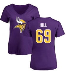 NFL Women's Nike Minnesota Vikings #69 Rashod Hill Purple Name & Number Logo Slim Fit T-Shirt