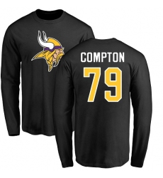 NFL Nike Minnesota Vikings #79 Tom Compton Black Name & Number Logo Long Sleeve T-Shirt