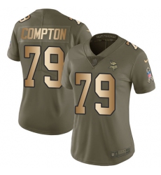 Women's Nike Minnesota Vikings #79 Tom Compton Limited Olive Gold 2017 Salute to Service NFL Jersey