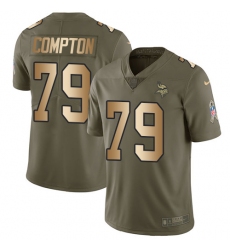 Youth Nike Minnesota Vikings #79 Tom Compton Limited Olive Gold 2017 Salute to Service NFL Jersey