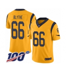 Men's Los Angeles Rams #66 Austin Blythe Limited Gold Rush Vapor Untouchable 100th Season Football Jersey