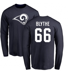 NFL Nike Los Angeles Rams #66 Austin Blythe Navy Blue Name & Number Logo Long Sleeve T-Shirt