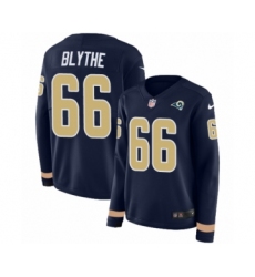 Women's Nike Los Angeles Rams #66 Austin Blythe Limited Navy Blue Therma Long Sleeve NFL Jersey