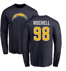 NFL Nike Los Angeles Chargers #98 Isaac Rochell Navy Blue Name & Number Logo Long Sleeve T-Shirt