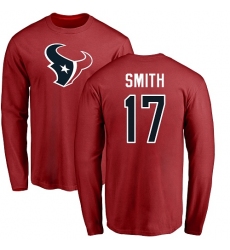 NFL Nike Houston Texans #17 Vyncint Smith Red Name & Number Logo Long Sleeve T-Shirt