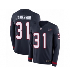 Youth Nike Houston Texans #31 Natrell Jamerson Limited Navy Blue Therma Long Sleeve NFL Jersey