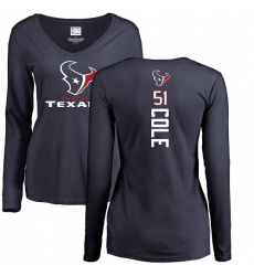 NFL Women's Nike Houston Texans #51 Dylan Cole Navy Blue Backer Long Sleeve T-Shirt