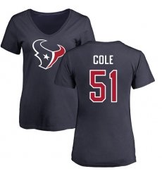NFL Women's Nike Houston Texans #51 Dylan Cole Navy Blue Name & Number Logo T-Shirt