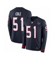 Youth Nike Houston Texans #51 Dylan Cole Limited Navy Blue Therma Long Sleeve NFL Jersey