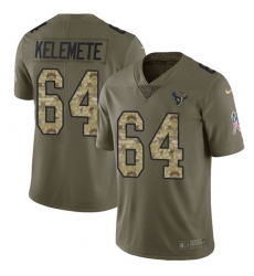 Men's Nike Houston Texans #64 Senio Kelemete Limited Olive Camo 2017 Salute to Service NFL Jersey