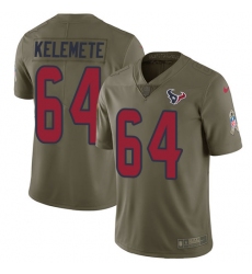 Youth Nike Houston Texans #64 Senio Kelemete Limited Olive 2017 Salute to Service NFL Jersey