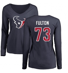 NFL Women's Nike Houston Texans #73 Zach Fulton Navy Blue Name & Number Logo Long Sleeve T-Shirt