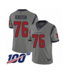 Men's Houston Texans #76 Seantrel Henderson Limited Gray Inverted Legend 100th Season Football Jersey