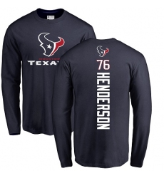 NFL Nike Houston Texans #76 Seantrel Henderson Navy Blue Backer Long Sleeve T-Shirt