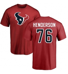 NFL Nike Houston Texans #76 Seantrel Henderson Red Name & Number Logo T-Shirt