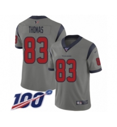 Men's Houston Texans #83 Jordan Thomas Limited Gray Inverted Legend 100th Season Football Jersey